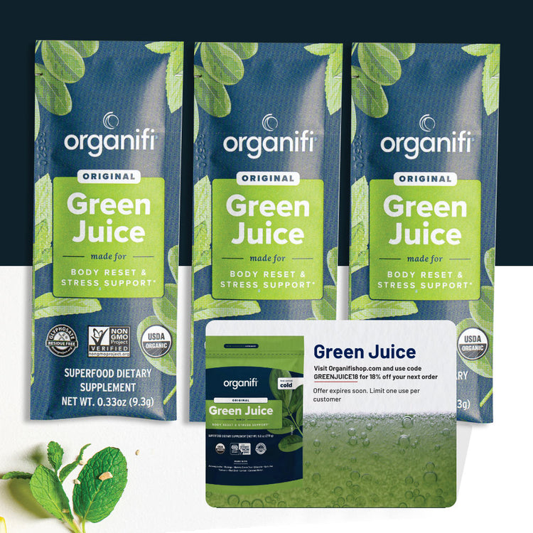 3 Free Green Juice travel packs & coupon card