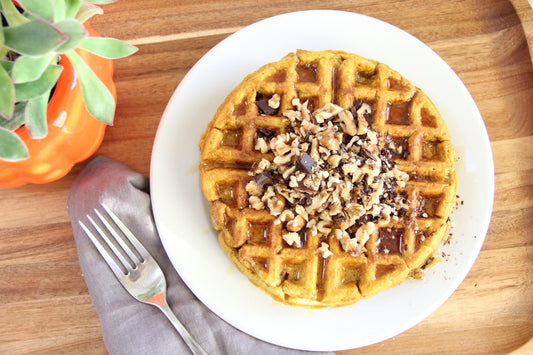 Golden Pumpkin Protein Waffles
